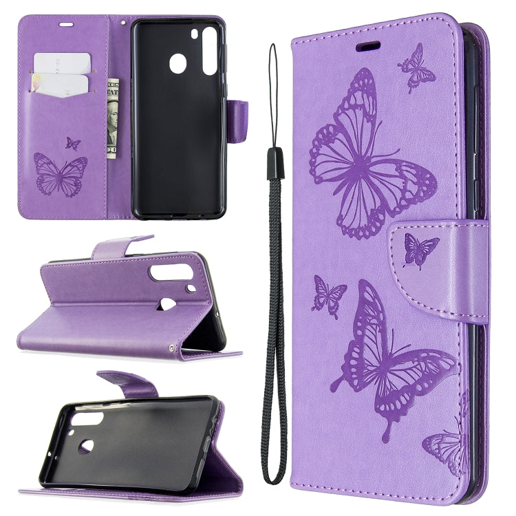 Two Butterflies Embossing Pattern Horizontal Flip Leather Case with Holder & Card Slot & Wallet & Lanyard, For Huawei P40, For Huawei P40 Pro, For Galaxy A01, For Galaxy A21, For Xiaomi Redmi K30