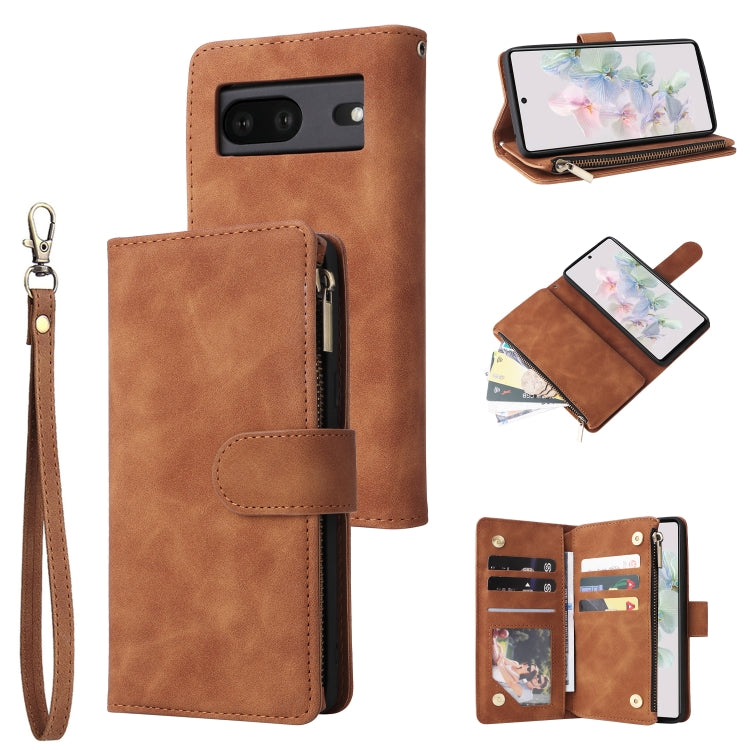 Multifunctional Frosted Zipper Wallet Leather Phone Case, For Google Pixel 6a, For Google Pixel 7 5G, For Google Pixel 7 Pro 5G, For Xiaomi Redmi Note 11 Pro International
