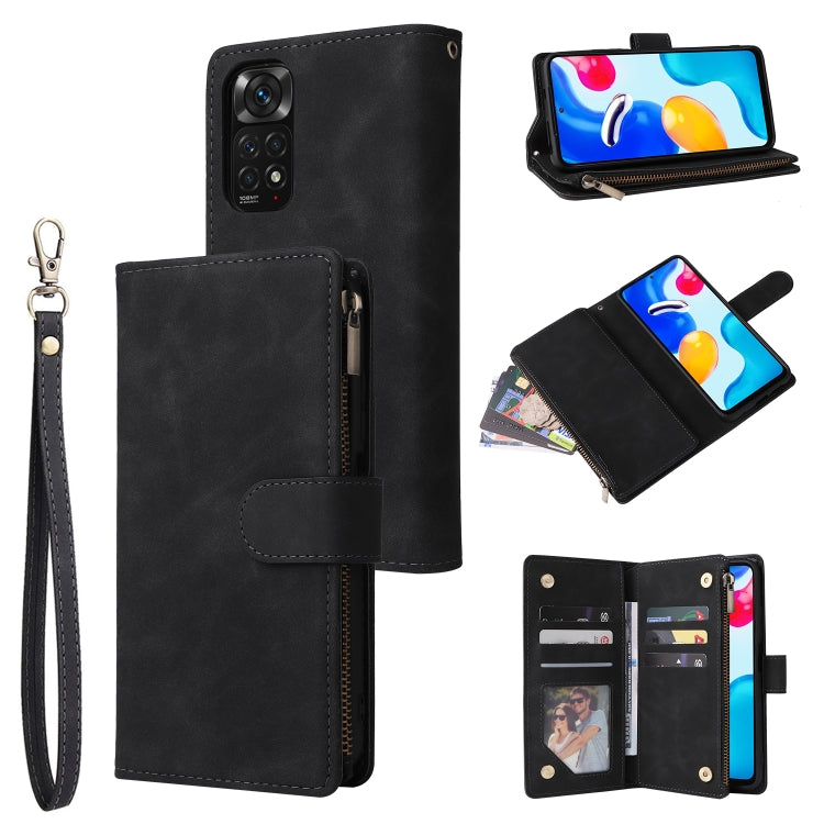Multifunctional Frosted Zipper Wallet Leather Phone Case, For Xiaomi Redmi Note 11S