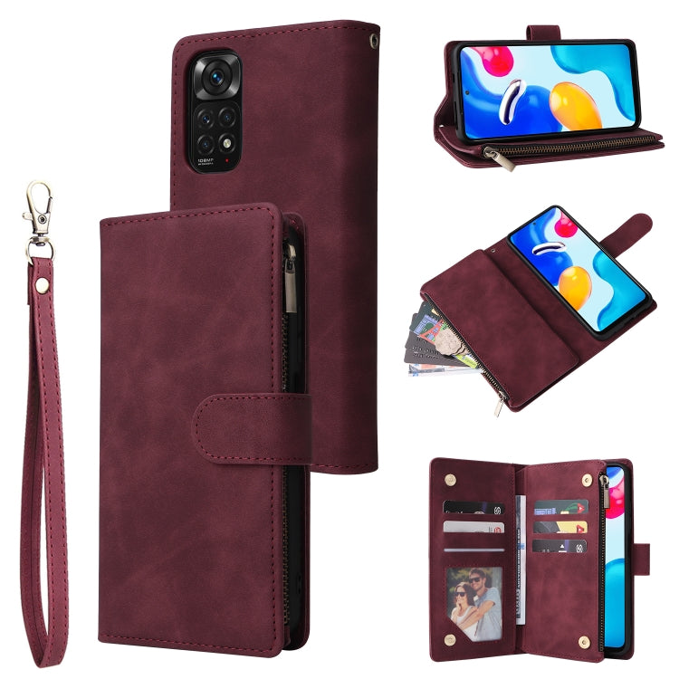 Multifunctional Frosted Zipper Wallet Leather Phone Case, For Xiaomi Redmi Note 11S