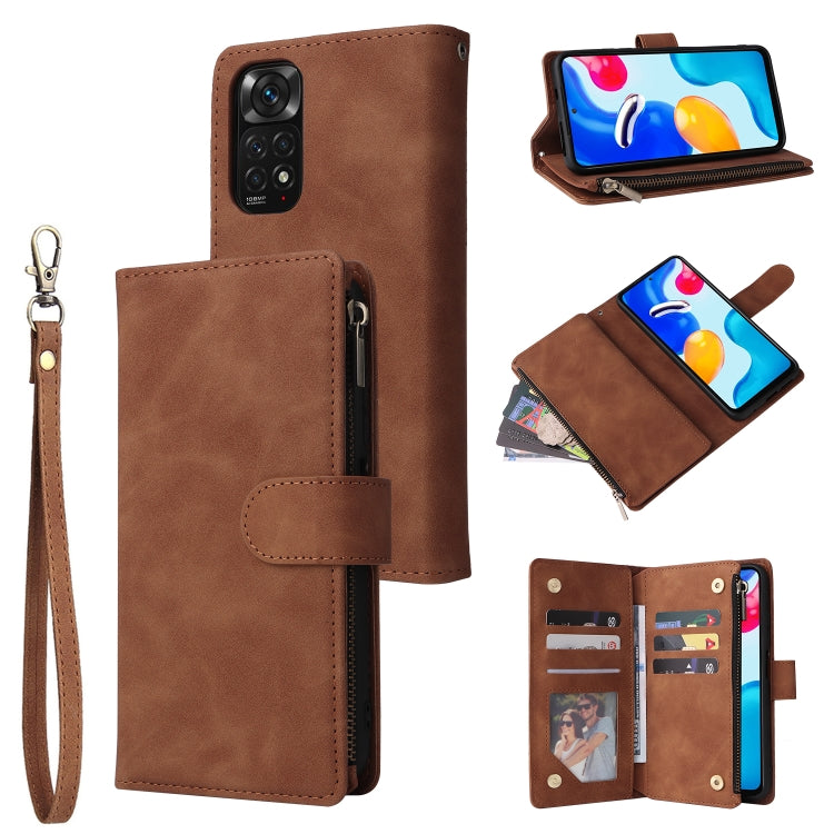 Multifunctional Frosted Zipper Wallet Leather Phone Case, For Xiaomi Redmi Note 11S