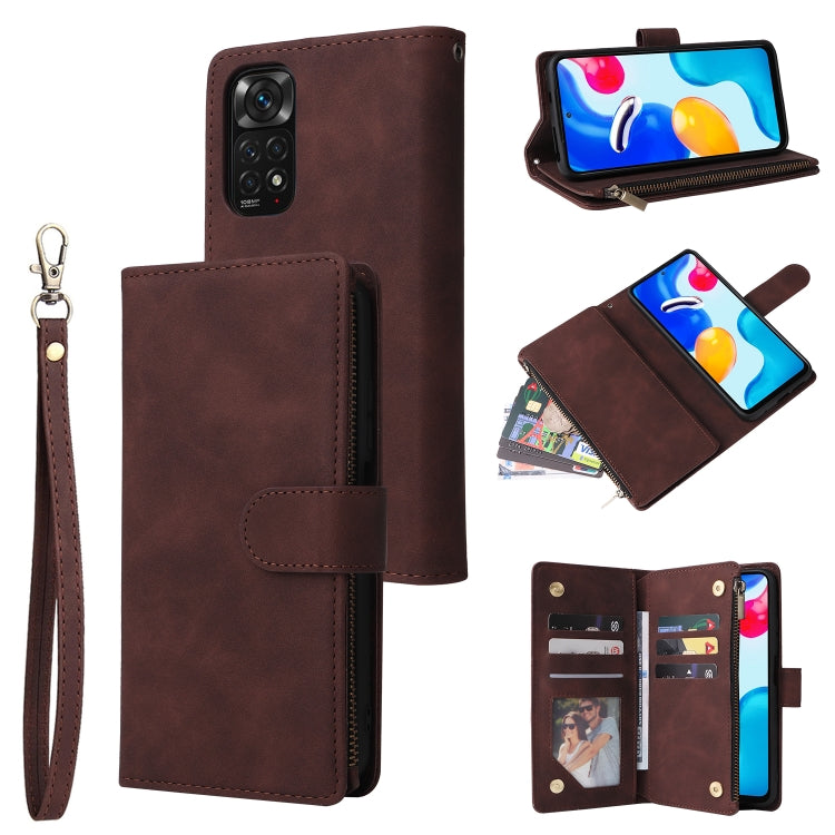 Multifunctional Frosted Zipper Wallet Leather Phone Case, For Xiaomi Redmi Note 11S