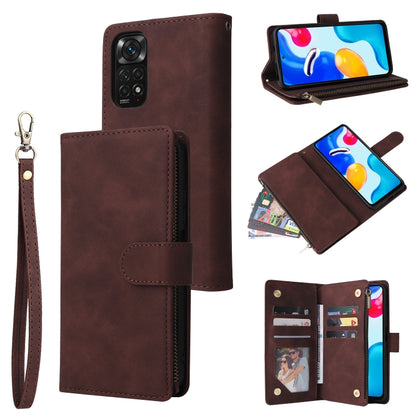 Multifunctional Frosted Zipper Wallet Leather Phone Case, For Xiaomi Redmi Note 11S
