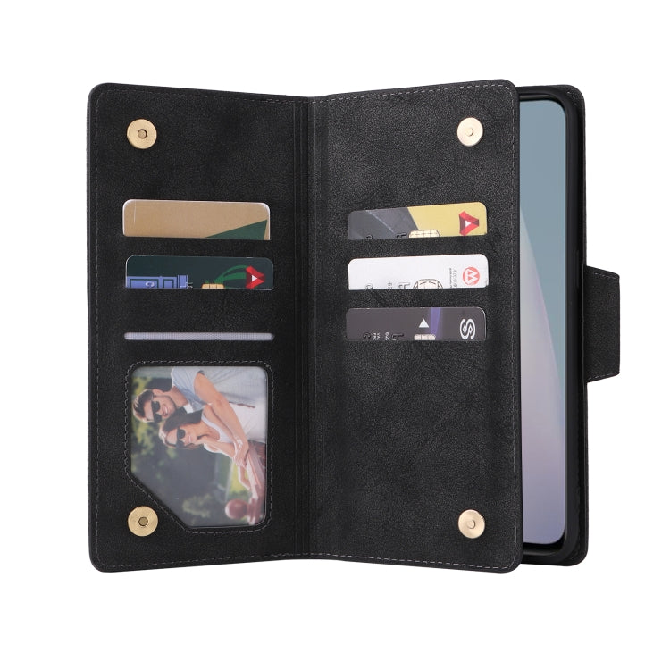 Rivet Buckle 9 Cards Three Fold Leather Phone Case, For OnePlus Nord N10 5G, For Samsung Galaxy Note20, For OnePlus 10 Pro 5G, For Samsung Galaxy A23 4G