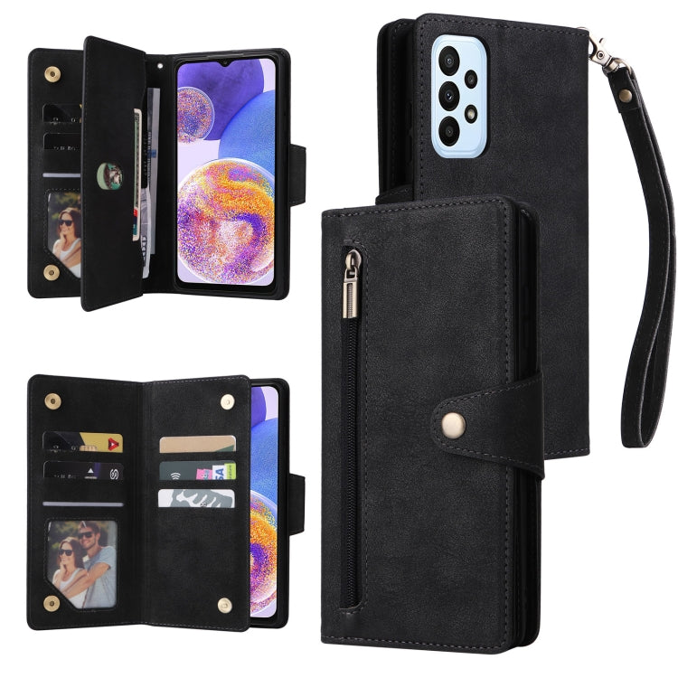 Rivet Buckle 9 Cards Three Fold Leather Phone Case, For OnePlus Nord N10 5G, For Samsung Galaxy Note20, For OnePlus 10 Pro 5G, For Samsung Galaxy A23 4G