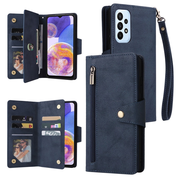 Rivet Buckle 9 Cards Three Fold Leather Phone Case, For OnePlus Nord N10 5G, For Samsung Galaxy Note20, For OnePlus 10 Pro 5G, For Samsung Galaxy A23 4G