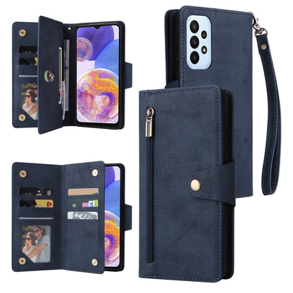 Rivet Buckle 9 Cards Three Fold Leather Phone Case, For OnePlus Nord N10 5G, For Samsung Galaxy Note20, For OnePlus 10 Pro 5G, For Samsung Galaxy A23 4G