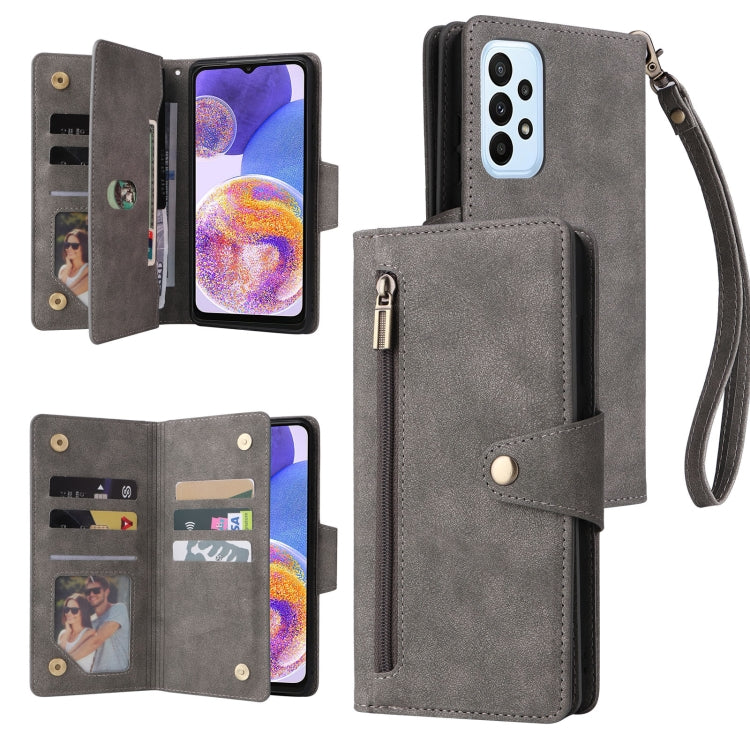 Rivet Buckle 9 Cards Three Fold Leather Phone Case, For OnePlus Nord N10 5G, For Samsung Galaxy Note20, For OnePlus 10 Pro 5G, For Samsung Galaxy A23 4G