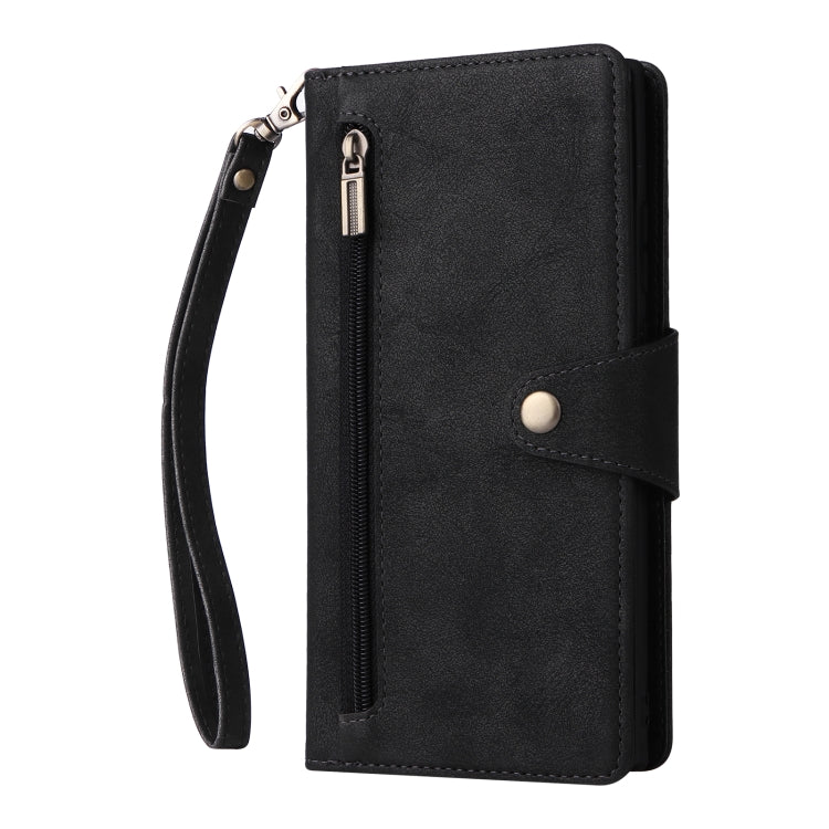 Rivet Buckle 9 Cards Three Fold Leather Phone Case, For Xiaomi 11T