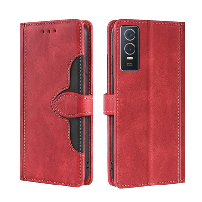 Stitching Skin Feel Magnetic Buckle Horizontal Flip PU Leather Case, For vivo Y76S/Y74S