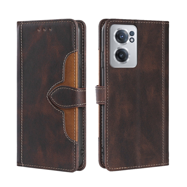 Stitching Skin Feel Magnetic Buckle Horizontal Flip PU Leather Case, For OnePlus Nord CE 2 5G