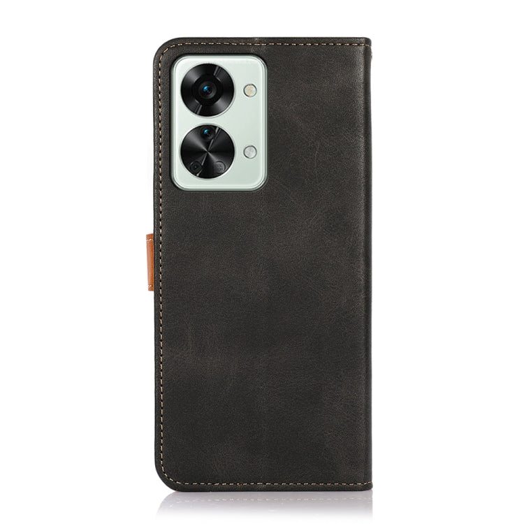 KHAZNEH Dual-color Cowhide Texture Flip Leather Phone Case, For OnePlus Nord 2T 5G