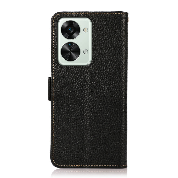 KHAZNEH Litchi Texture RFID Genuine Leather Phone Case, For OnePlus Nord 2T 5G