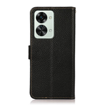 KHAZNEH Litchi Texture RFID Genuine Leather Phone Case, For OnePlus Nord 2T 5G