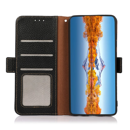 KHAZNEH Litchi Texture RFID Genuine Leather Phone Case, For OnePlus Nord 2T 5G