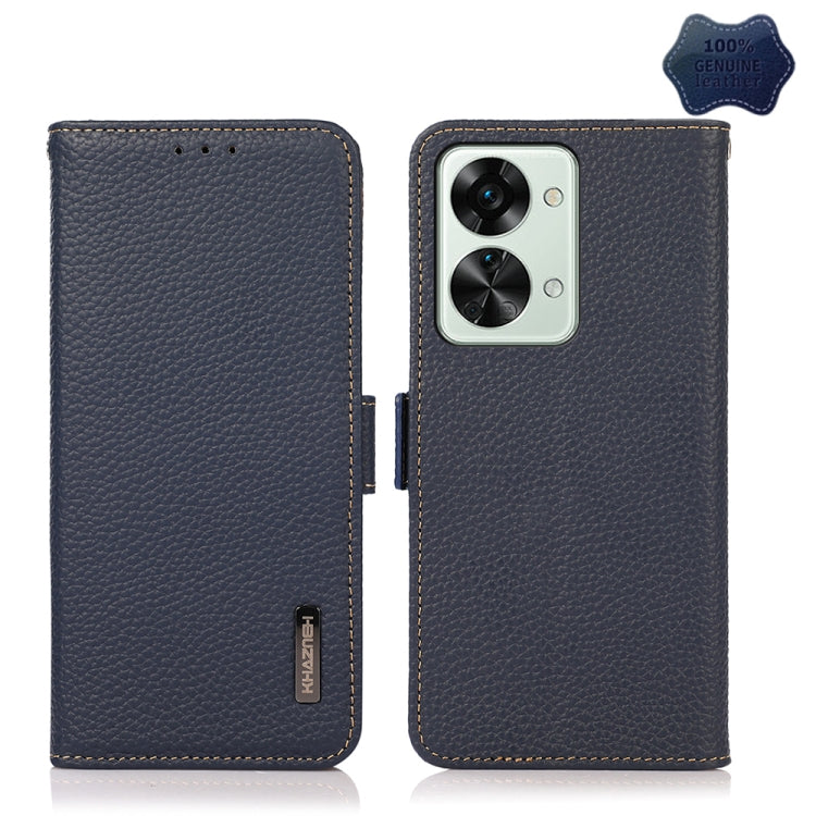 KHAZNEH Litchi Texture RFID Genuine Leather Phone Case, For OnePlus Nord 2T 5G