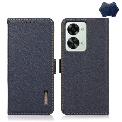 KHAZNEH Litchi Texture RFID Genuine Leather Phone Case, For OnePlus Nord 2T 5G