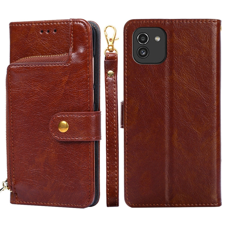 Zipper Bag Leather Phone Case, For Samsung Galaxy A03 EU, For Samsung Galaxy A23 5G, For Samsung Galaxy M33 5G, For Samsung Galaxy M53 5G, For Sony Xperia Ace III, For Xiaomi Poco M4 Pro