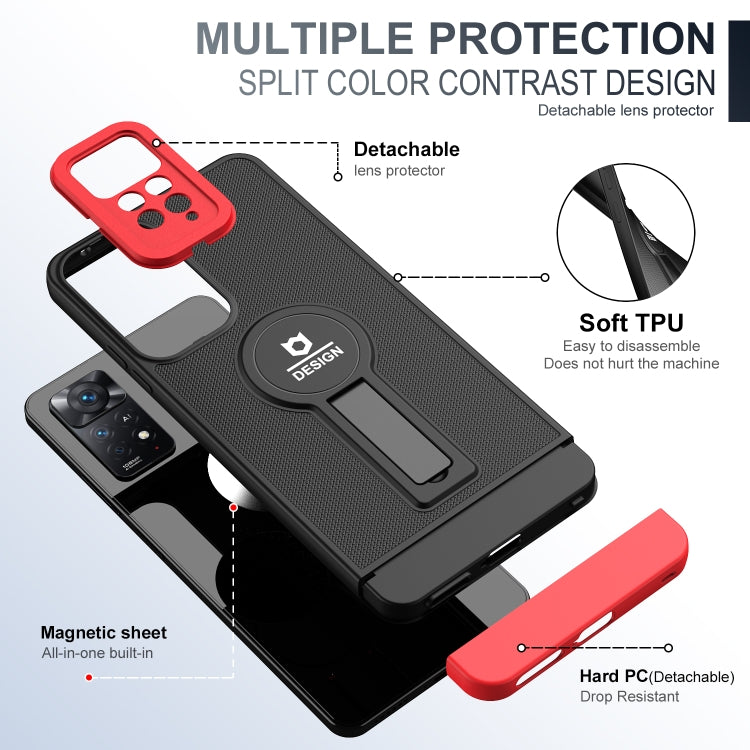 Small Tail Holder TPU+PC Phone Case, For Xiaomi Poco X3 / X3 Pro, For Xiaomi Redmi Note 10 4G / Note 10S, For Xiaomi Redmi Note 10 Pro 4G, For Xiaomi Redmi Note 11 4G 2022 / Note 11S, For Xiaomi Redmi Note 11 Pro 2022 4G / 5G
