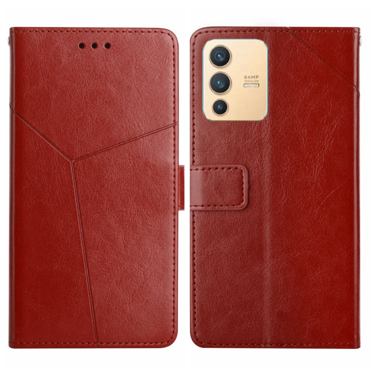 Y Stitching Horizontal Flip Leather Phone Case, For vivo V23 5G
