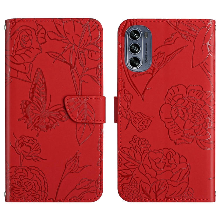 Skin Feel Butterfly Peony Embossed Leather Phone Case, For Honor Magic4, For Honor Magic4 Pro, For Motorola Moto G42, For Motorola Moto G62 5G