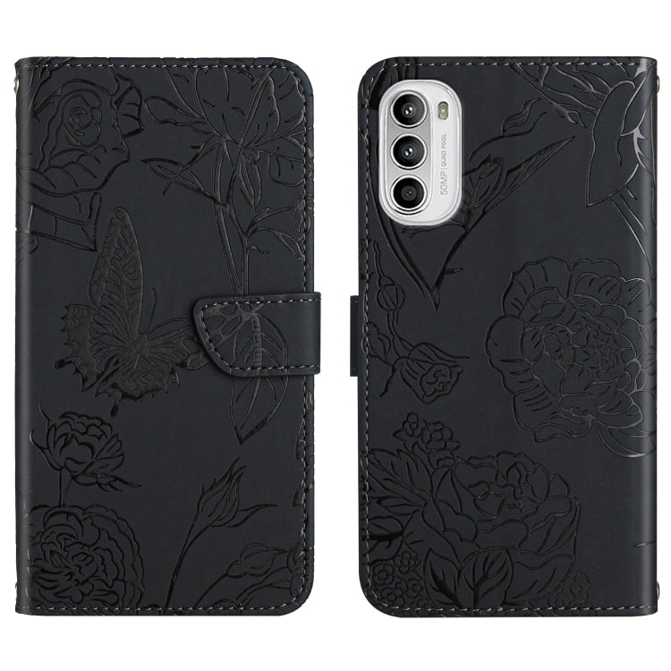 Skin Feel Butterfly Peony Embossed Leather Phone Case, For Motorola Moto G52J 5G, For Motorola Moto G71S, For OPPO Realme Narzo 50 4G, For OPPO Reno7 4G