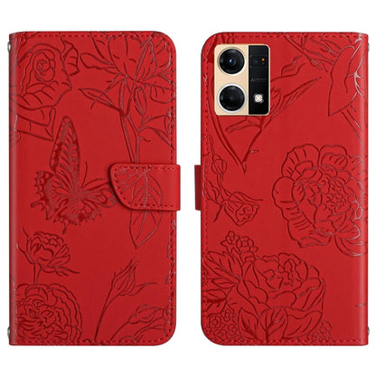 Skin Feel Butterfly Peony Embossed Leather Phone Case, For Motorola Moto G52J 5G, For Motorola Moto G71S, For OPPO Realme Narzo 50 4G, For OPPO Reno7 4G