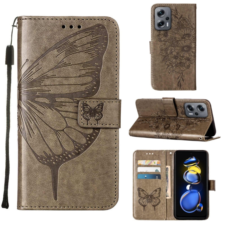 Embossed Butterfly Leather Phone Case, For Xiaomi 12 Lite, For Xiaomi Redmi Note 11T Pro, For Xiaomi Poco M4 5G