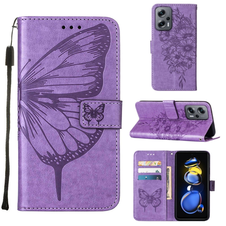 Embossed Butterfly Leather Phone Case, For Xiaomi 12 Lite, For Xiaomi Redmi Note 11T Pro, For Xiaomi Poco M4 5G