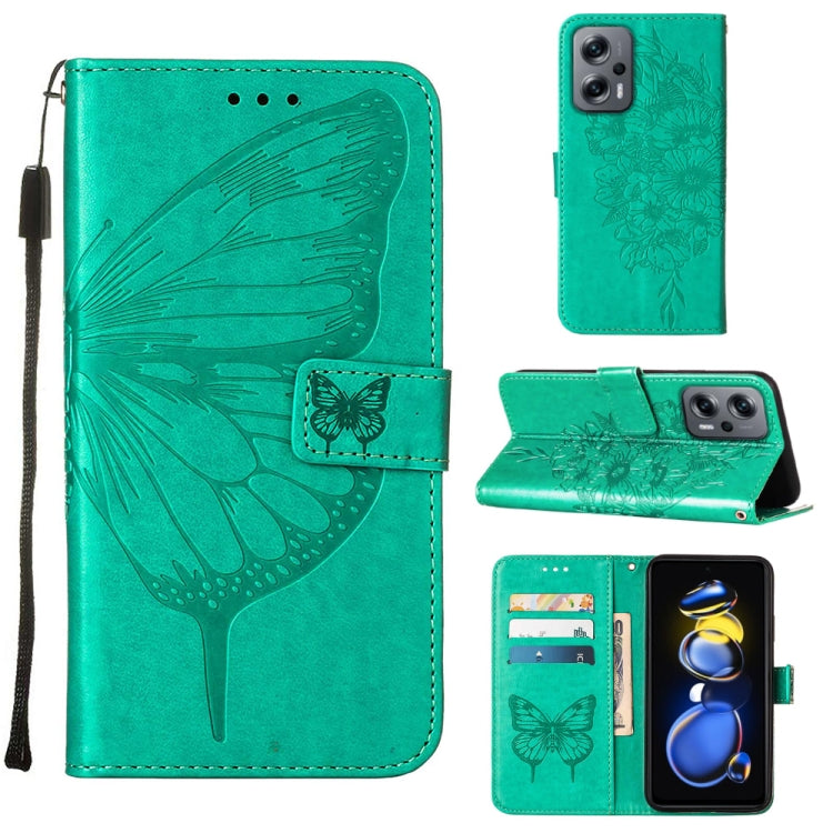 Embossed Butterfly Leather Phone Case, For Xiaomi 12 Lite, For Xiaomi Redmi Note 11T Pro, For Xiaomi Poco M4 5G