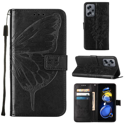 Embossed Butterfly Leather Phone Case, For Xiaomi 12 Lite, For Xiaomi Redmi Note 11T Pro, For Xiaomi Poco M4 5G