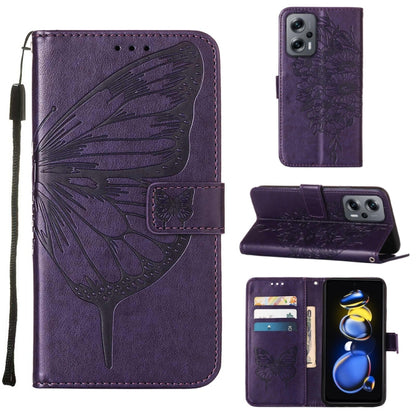 Embossed Butterfly Leather Phone Case, For Xiaomi 12 Lite, For Xiaomi Redmi Note 11T Pro, For Xiaomi Poco M4 5G