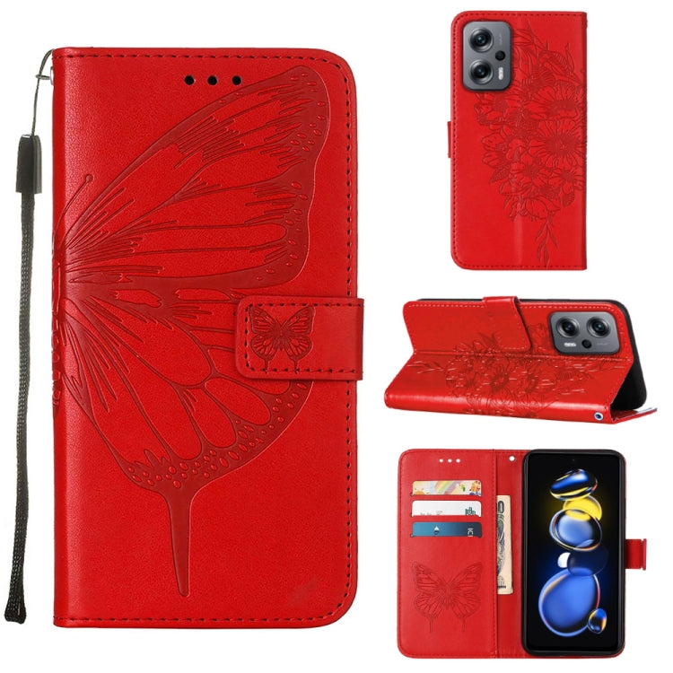 Embossed Butterfly Leather Phone Case, For Xiaomi 12 Lite, For Xiaomi Redmi Note 11T Pro, For Xiaomi Poco M4 5G