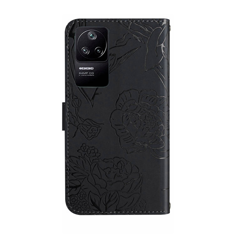 Skin Feel Butterfly Peony Embossed Leather Phone Case, For Xiaomi Poco F4 5G, For Xiaomi Poco X4 GT