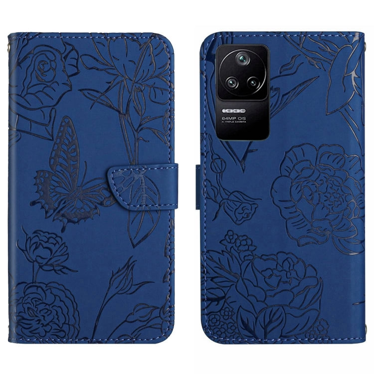Skin Feel Butterfly Peony Embossed Leather Phone Case, For Xiaomi Poco F4 5G, For Xiaomi Poco X4 GT