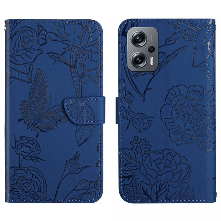 Skin Feel Butterfly Peony Embossed Leather Phone Case, For Xiaomi Poco F4 5G, For Xiaomi Poco X4 GT