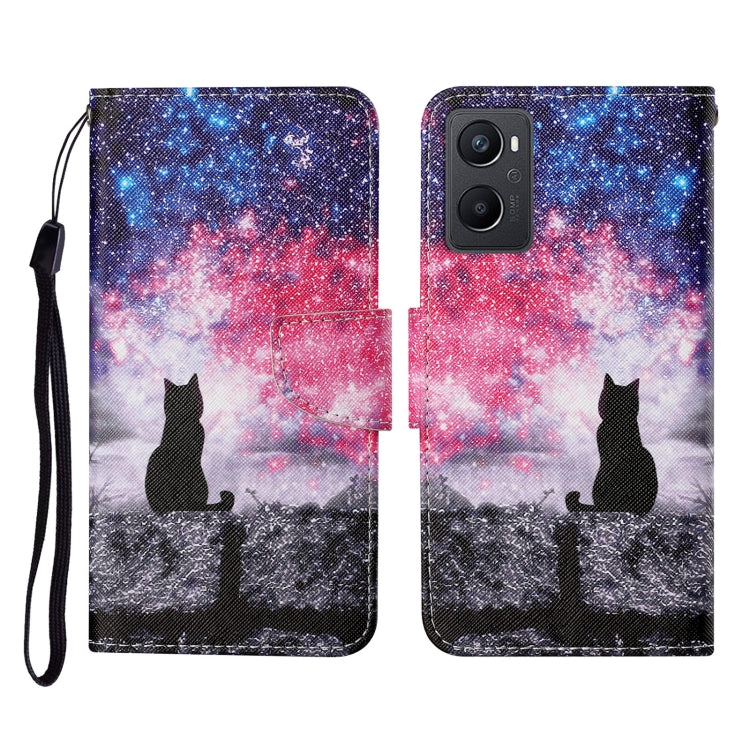 Colored Drawing Pattern Flip Leather Phone Case, For OPPO A96 4G / Realme 9i