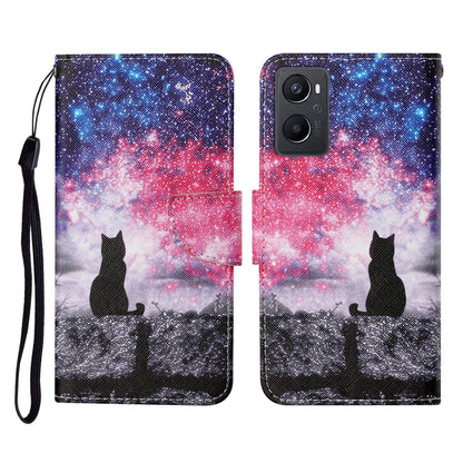 Colored Drawing Pattern Flip Leather Phone Case, For OPPO A96 4G / Realme 9i