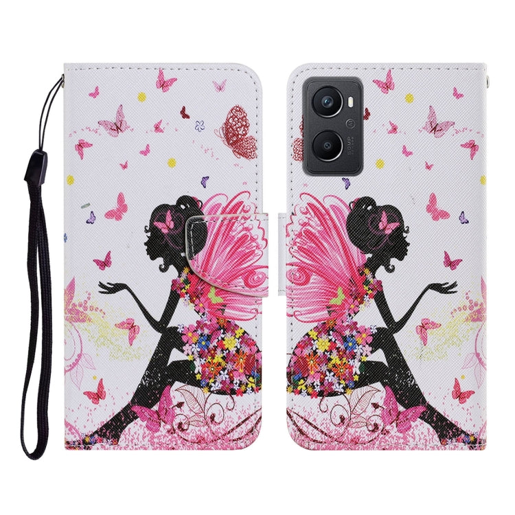 Colored Drawing Pattern Flip Leather Phone Case, For OPPO A96 4G / Realme 9i