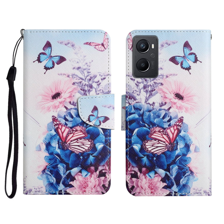 Colored Drawing Pattern Flip Leather Phone Case, For OPPO A96 4G / Realme 9i
