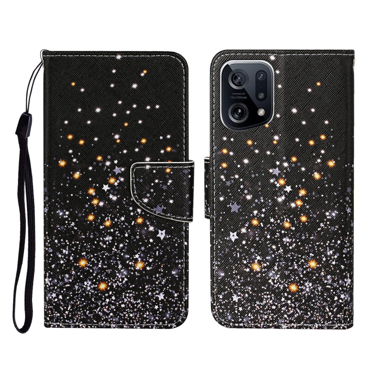 Colored Drawing Pattern Flip Leather Phone Case, For OPPO Find X5