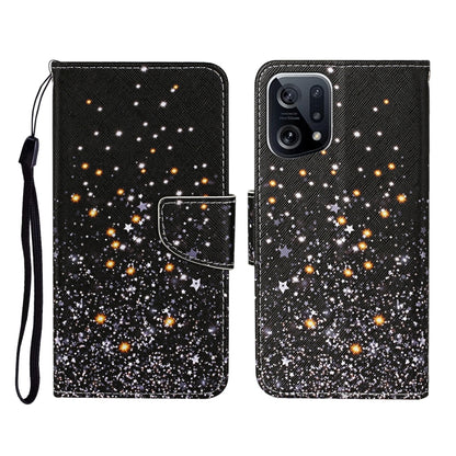 Colored Drawing Pattern Flip Leather Phone Case, For OPPO Find X5