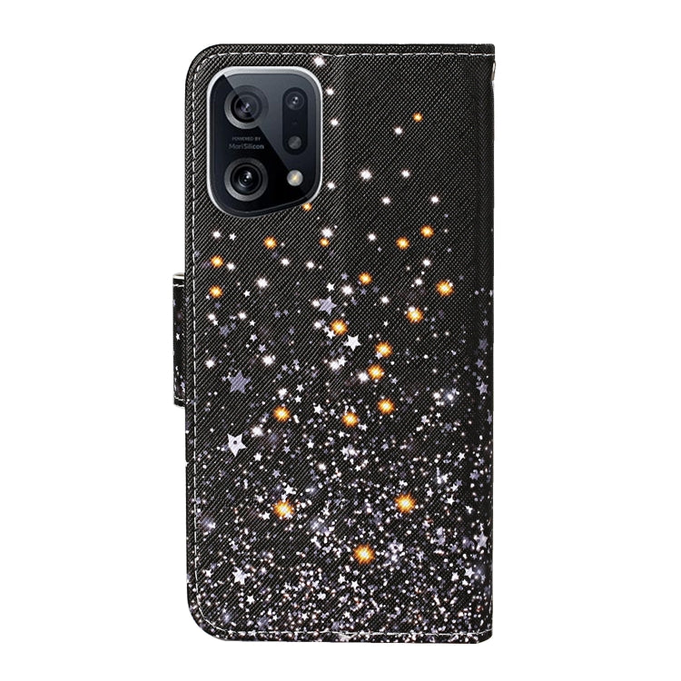 Colored Drawing Pattern Flip Leather Phone Case, For OPPO Find X5