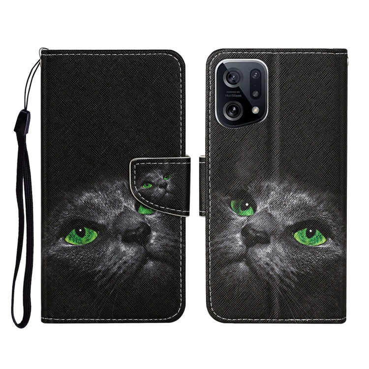 Colored Drawing Pattern Flip Leather Phone Case, For OPPO Find X5