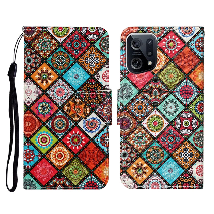 Colored Drawing Pattern Flip Leather Phone Case, For OPPO Find X5