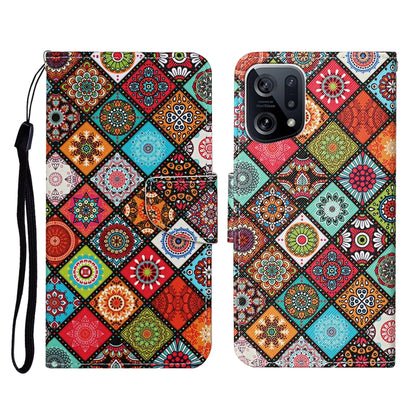 Colored Drawing Pattern Flip Leather Phone Case, For OPPO Find X5