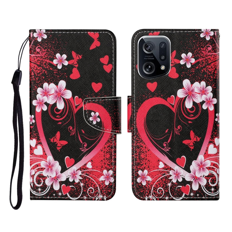 Colored Drawing Pattern Flip Leather Phone Case, For OPPO Find X5