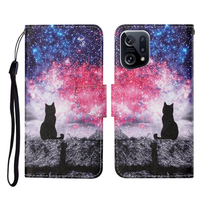Colored Drawing Pattern Flip Leather Phone Case, For OPPO Find X5