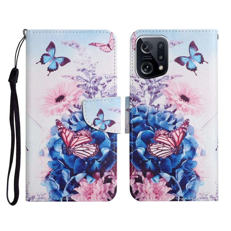 Colored Drawing Pattern Flip Leather Phone Case, For OPPO Find X5