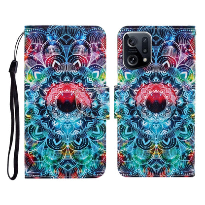 Colored Drawing Pattern Flip Leather Phone Case, For OPPO Find X5